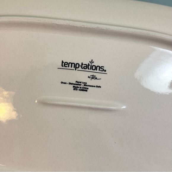 Temp-tations Green Floral Lace 4-Piece Serving Set Casserole & Platters - Picture 13 of 13